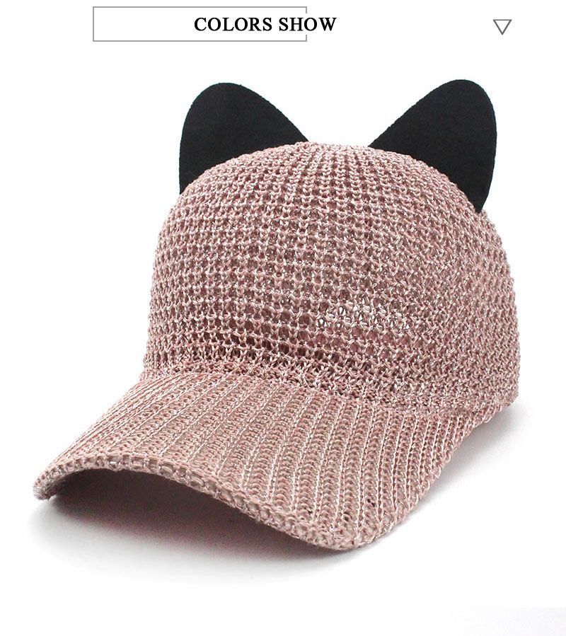 Summer Cute Cat Ear Breathable Sunscreen Mesh Baseball Caps Womens Adjustable Snapback Gorras Planas Hip Hop Bone Hats_voghion.com