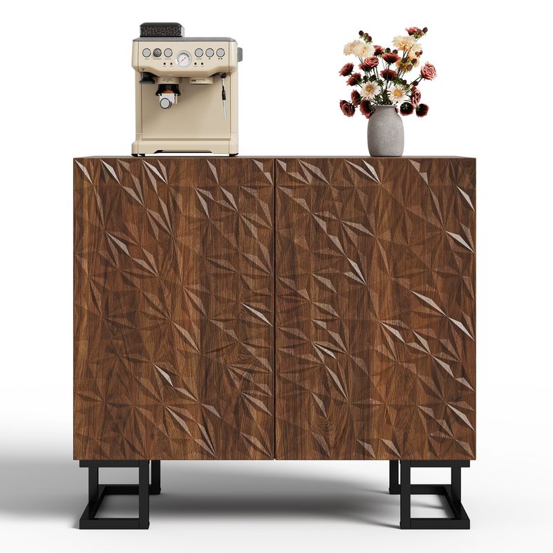 Credenza 80x78 cm Walnussoptik, cassettiera con apertura a pressione, metallo, design moderno_voghion.com
