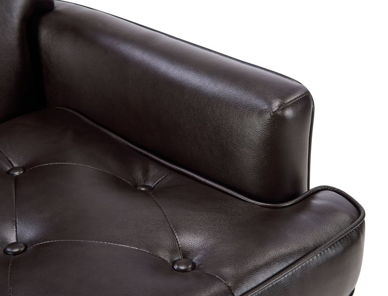 Leather Armchair With Rivet Decoration Single Sofa Accent Chair For Living Room-Brown_voghion.com