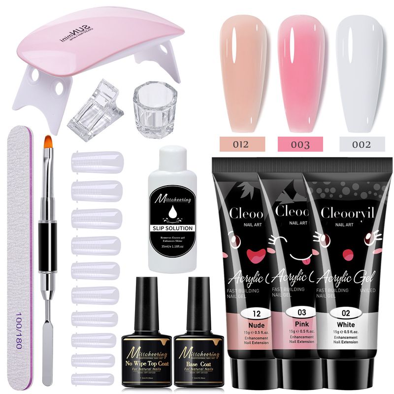 15ml 12-Piece Mold Brush Nail Extension Set Crystal Gel_voghion.com