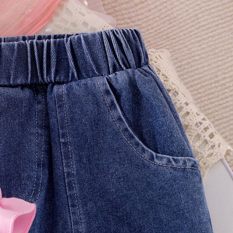 Kinderkleidung für Herbst und Winter, neues rosa Hemd mit Blumenmuster und Jeansanzug mit Blumenmuster für Mädchen_voghion.com
