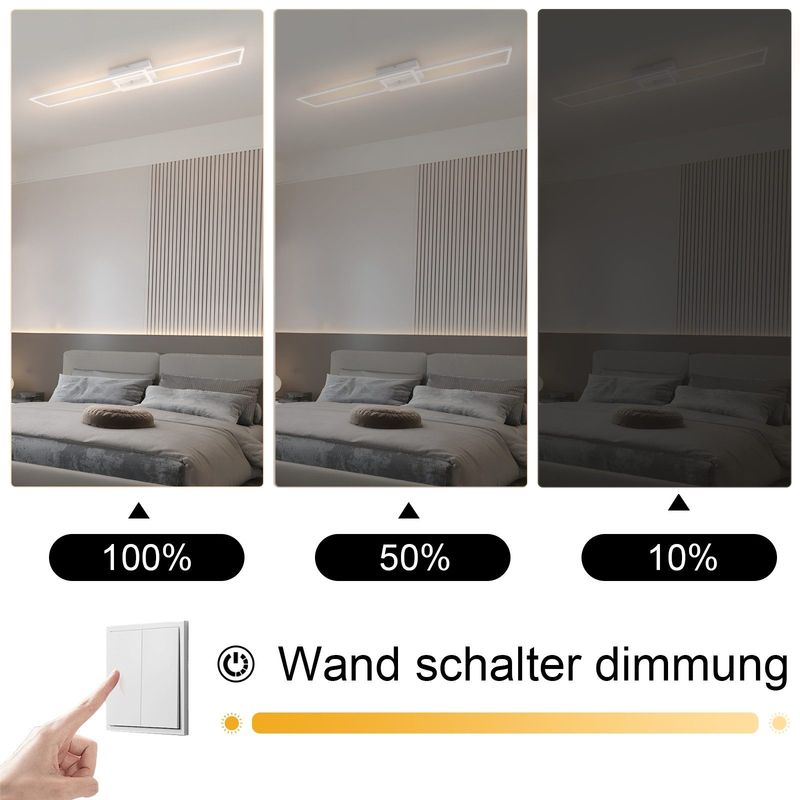 Glitzerlife Deckenleuchte LED Deckenlampe Schlafzimmer - Weiß Rahmen Schlafzimmerlampe 32W Moderne Wohnzimmerlampe 3000K Warmweiß Esszimmerlampe Rechteckiges Design_voghion.com