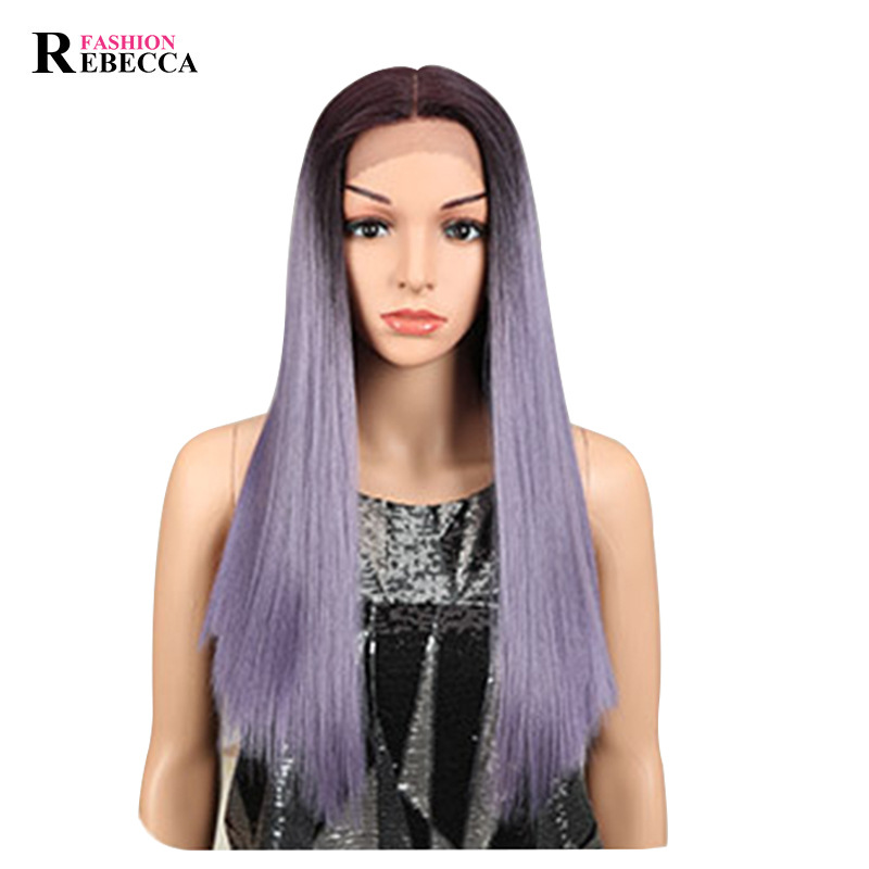 Wig front lace high temperature silk chemical fiber headgear long straight hair Rebecca_voghion.com