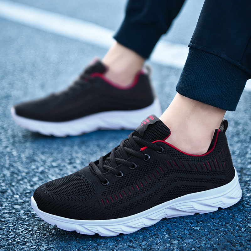 Men's shoes sports casual men's breathable hollow comfortable mesh fly woven running shoes travel men's shoes_voghion.com