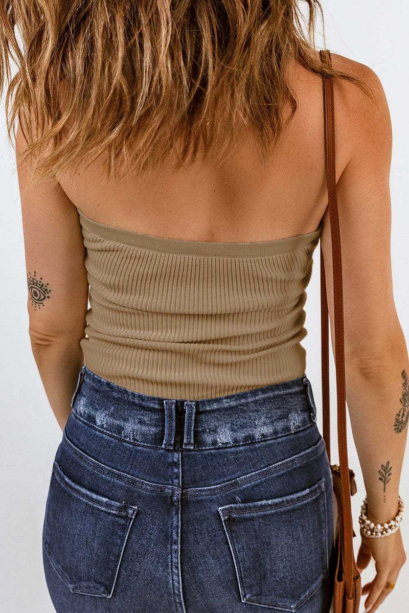 Women's new style tube top knitted slim vest top open back_voghion.com