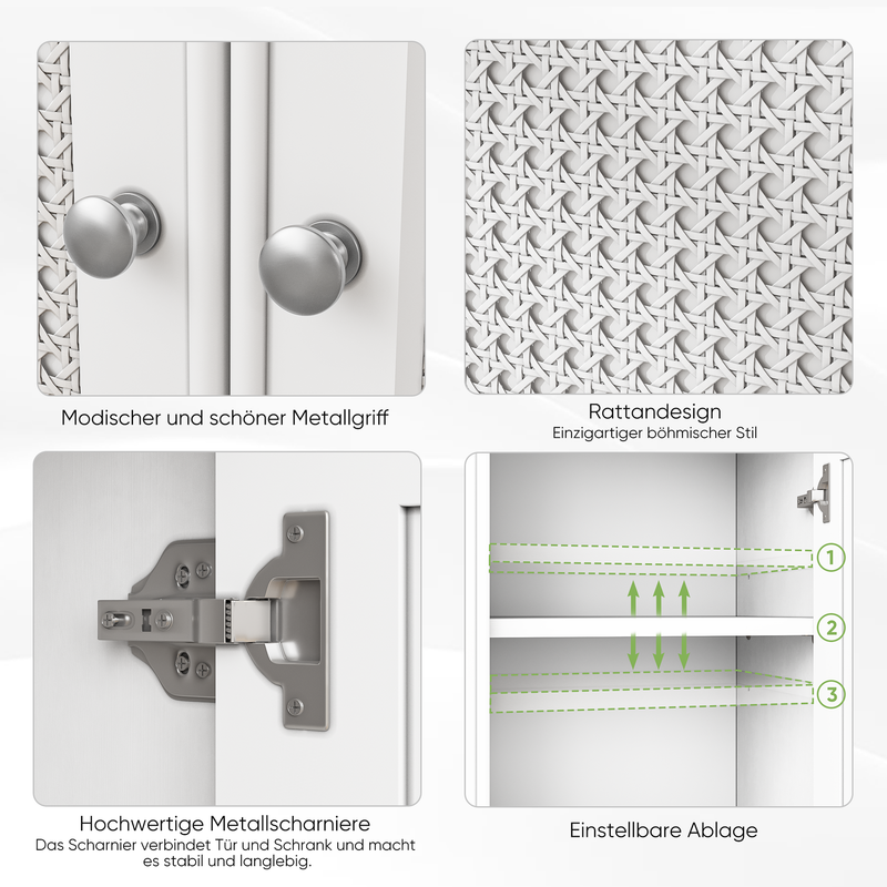 Freistehender Badschrank Mit Stauraum, Bianco Mit Korbtüren Und Verstellbarem Regal, Für Wohnung_voghion.com
