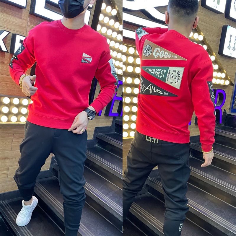 Sweatshirt Herren 2022 Herbst Jugend Hübscher Rundhals Langarm Basishemd Lockeres und trendiges Internet Celebrity Printed Label Top_voghion.com