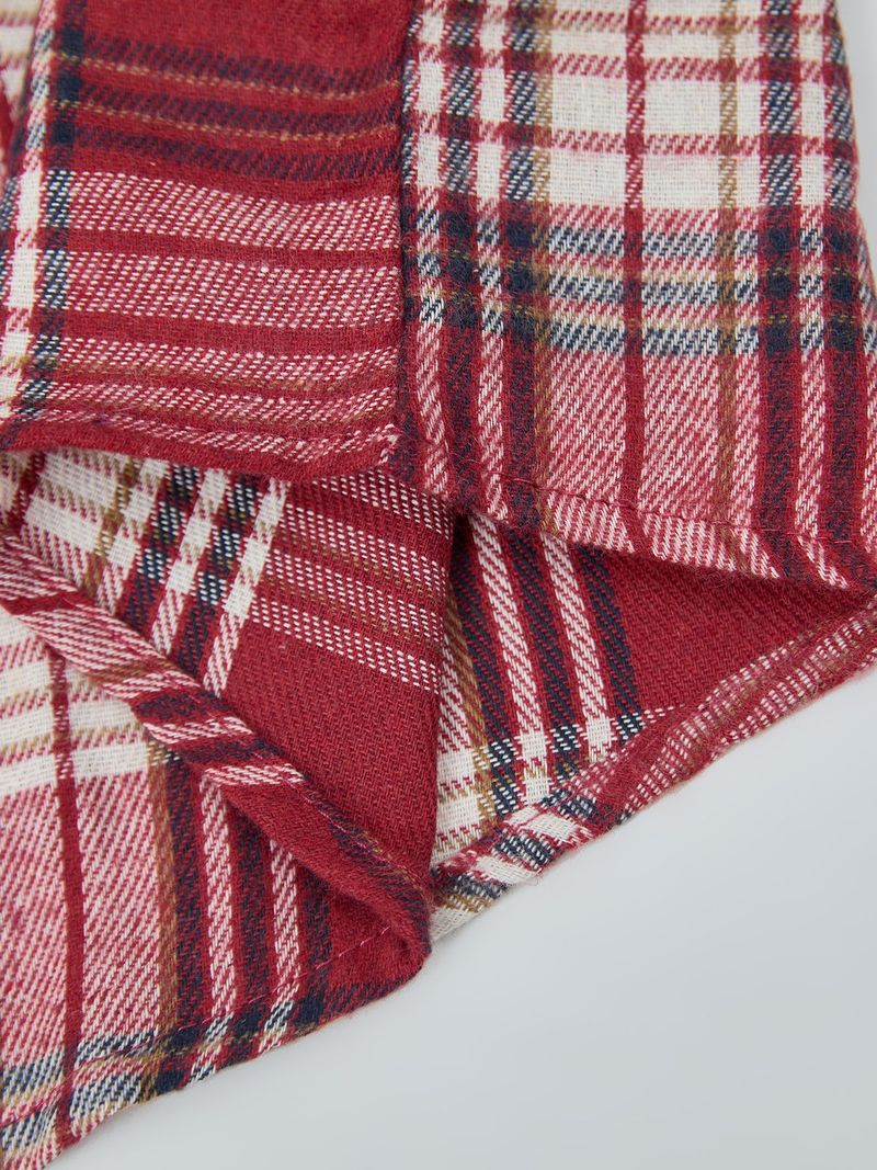 Men’s Flannel Plaid Shirt – Soft Brushed Polyester Long Sleeve Casual Button-Up (Red/Navy/Orange)_voghion.com