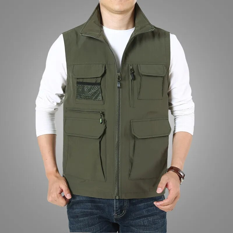 Frühling Sommer Outdoor Freizeit Weste Männer Multi-taschen Fotografie Angeln Arbeitskleidung Weste Große Größe M-7XL Dünne Gilet Homme_voghion.com