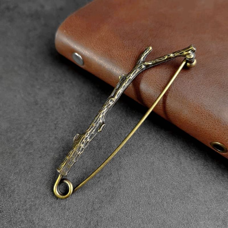 JM Bronzo Antico Elettrolitico Motivo Piuma Fiore Ramo Uccello Foglia Spilla Artistica Grande Accessorio_voghion.com