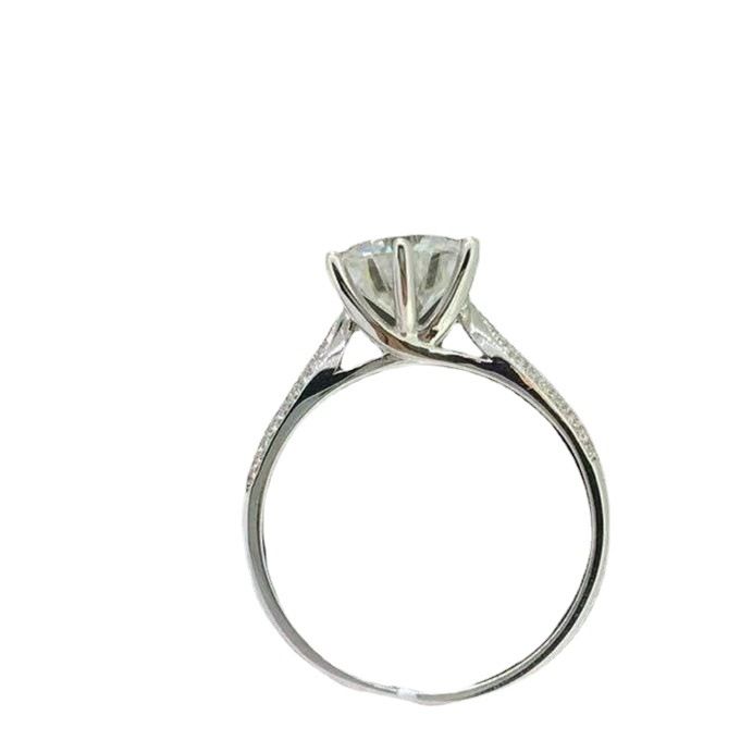 Anello di nozze minimalista da donna con mezza parete, sei punte, moissanite placcato oro_voghion.com
