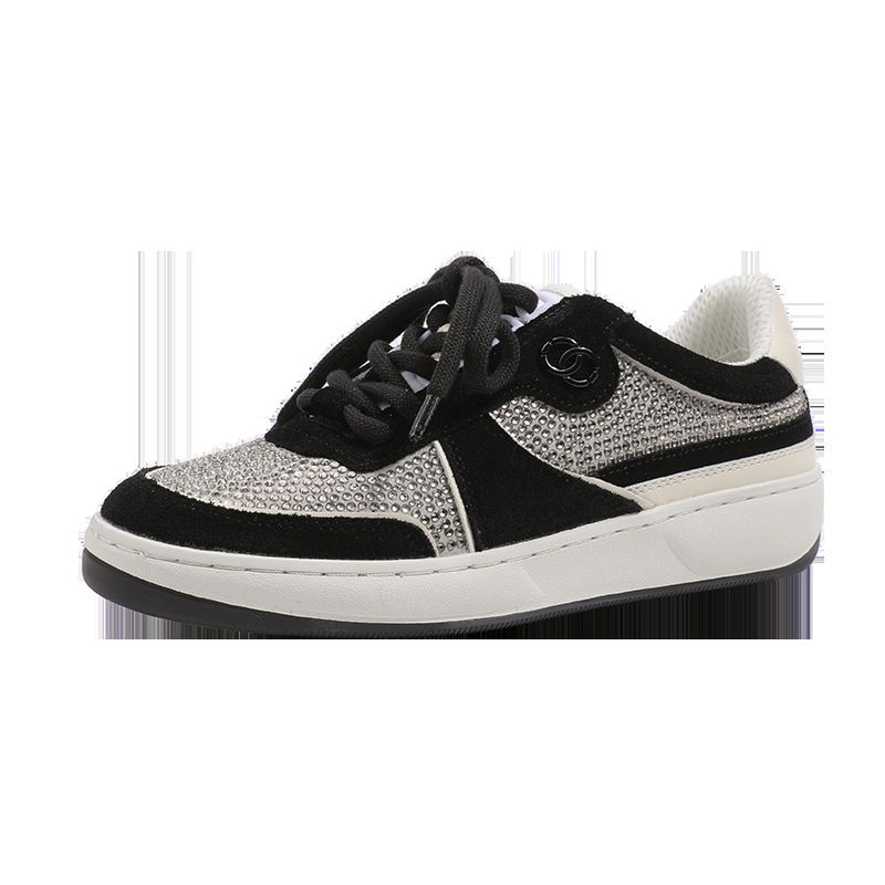 Friday Black Bestsellers Logo 1 Correct Spring New Early Low Heel Flat Thick Sole Lace-up Shiny Round Toe Casual Sports Sneakers Women's Trendy Shoes_voghion.com