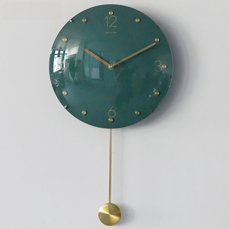 Reloj de pared moderno y lujoso, silencioso, sin marco, de 12 pulgadas, con marcadores de latón y vidrio convexo, diseño oscilante_voghion.com