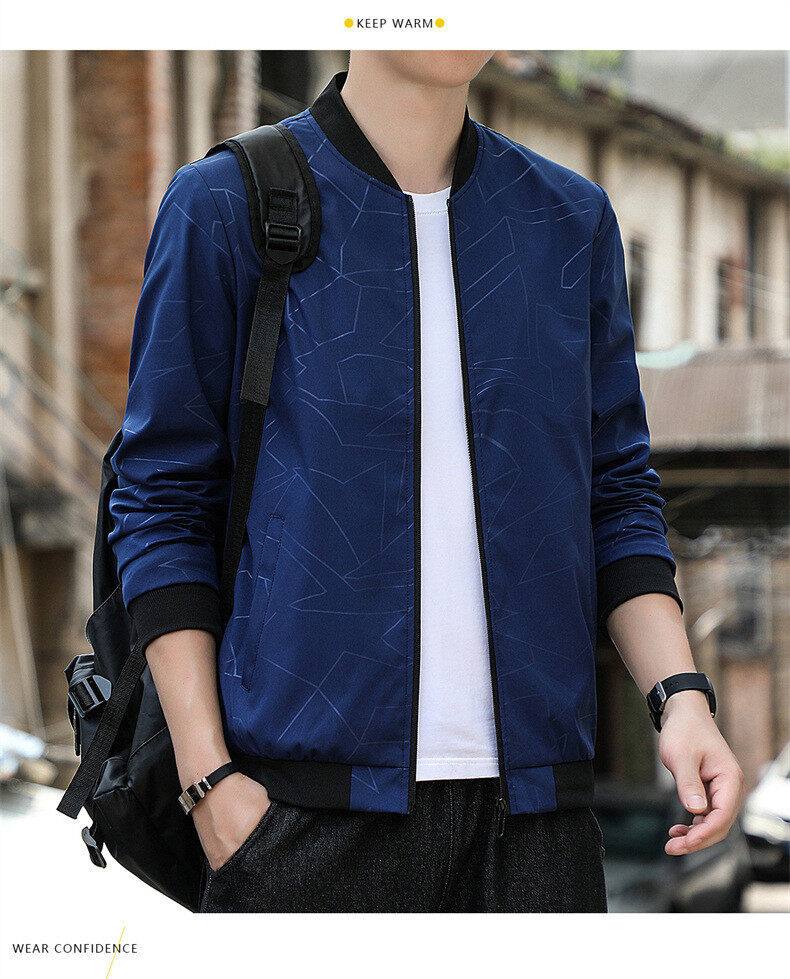Jacke Frühling und Herbst neue Herren Slim Jacke Mode Herrenbekleidung_voghion.com