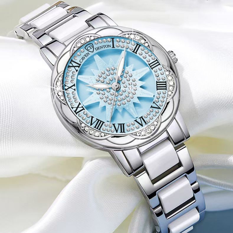 Sunflower Ceramic New Niche Light Fashion Fully Automatic Women's Quartz Watch_voghion.com