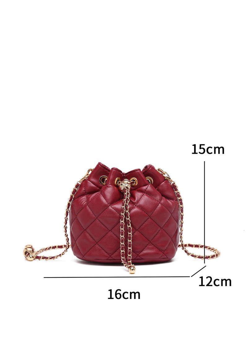 Damen Bucket Bag Diamond Chain Crossbody Bag Kleine Bucket Bag mit Kordelzug Leichte, luxuriöse, runde Bucket Bag Umhängetasche Crossbody Bag Frau_voghion.com