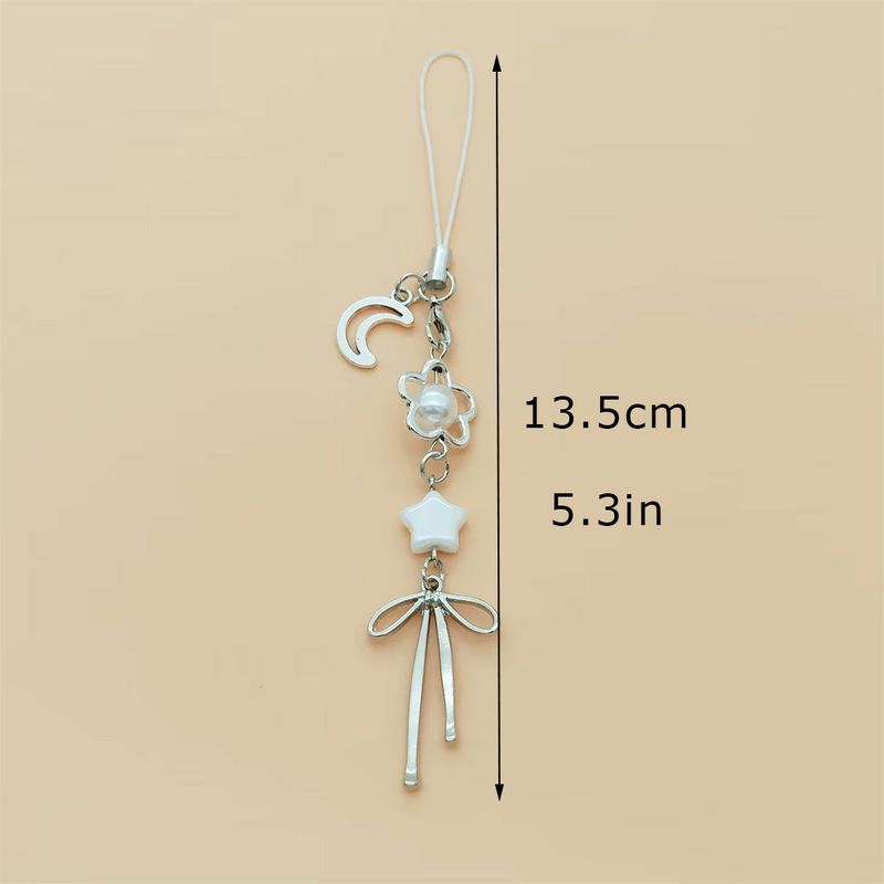 Sweet Cool Girl Style Key Chain Cell Phone Earphone Pouch Pendant White Heart Bows_voghion.com