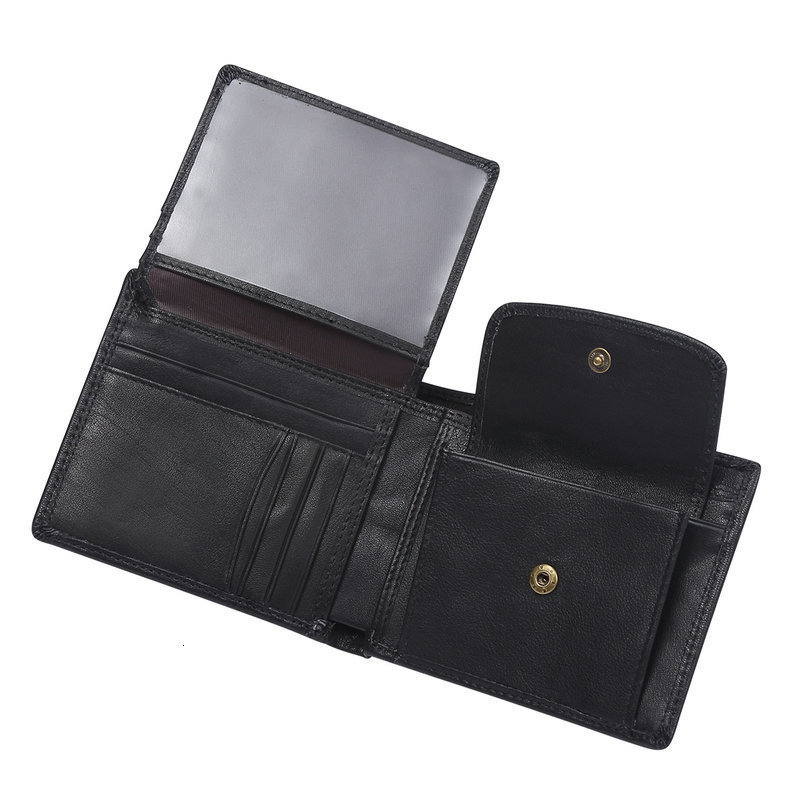 GENODERN Cow Leather Men Wallets with Coin Pocket Vintage Male Purse RFID Blocking Genuine Leather Men Wallet with Card_voghion.com
