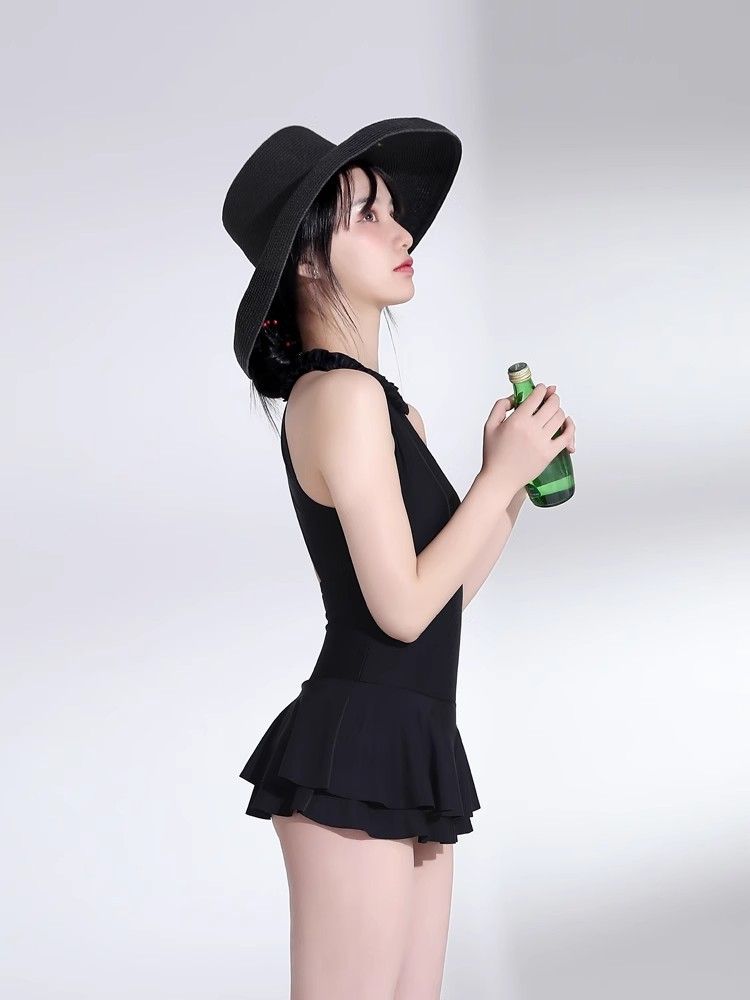 Women's New One-Piece Swimsuit Korean Pure Desire Ins Style Skirt Cover Belly Slimming High-End Backless Hot Spring_voghion.com