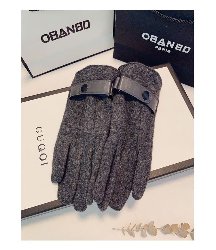 Uld handsker til mænd med touchscreen, vintermodel med fortykket fleece for varme, modstandsdygtighed over for kold vind, cool og afslappet kørsel_voghion.com