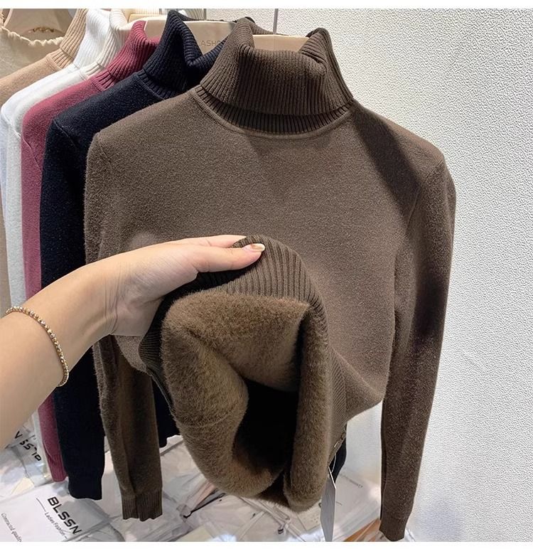 Abbigliamento da donna più velluto e ispessimento autunno e inverno nuovo stile un pezzo visone velluto interno top bottoming camicia per le donne inverno spesso_voghion.com