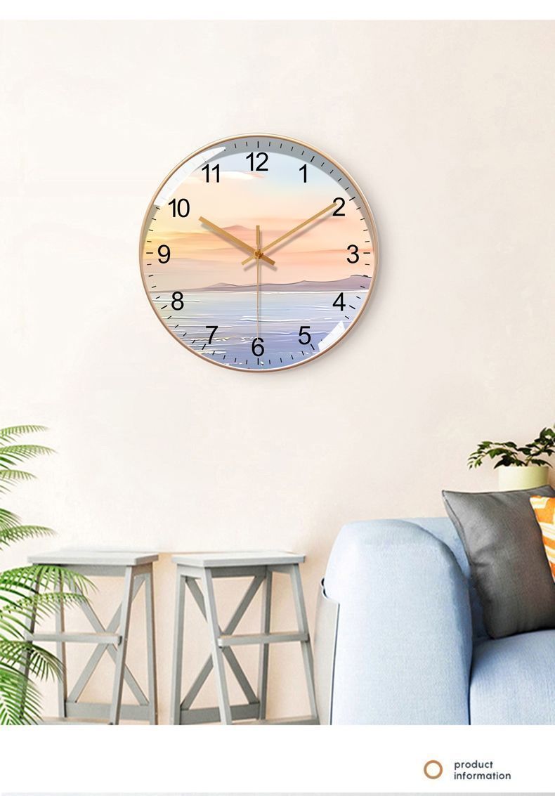 Light Luxury Radio-Controlled Wall Living Room Modern Minimalist Home Fashion 2025 Round Clock Wall-Mounted Landscape_voghion.com