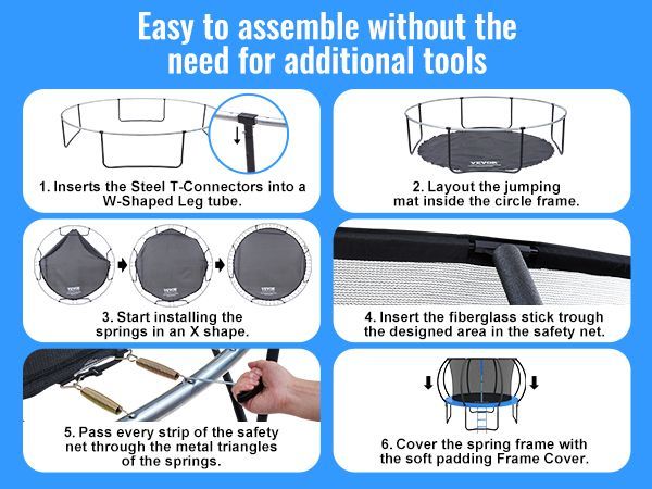 VEVOR 10FT Trampoline, 330 Lbs Trampoline With Enclosure Net, Ladder, And Curved Pole, Heavy Duty Trampoline With Jumping Mat And Spring Cover Padding, Outdoor Recreational Trampolines For Kids Adults_voghion.com