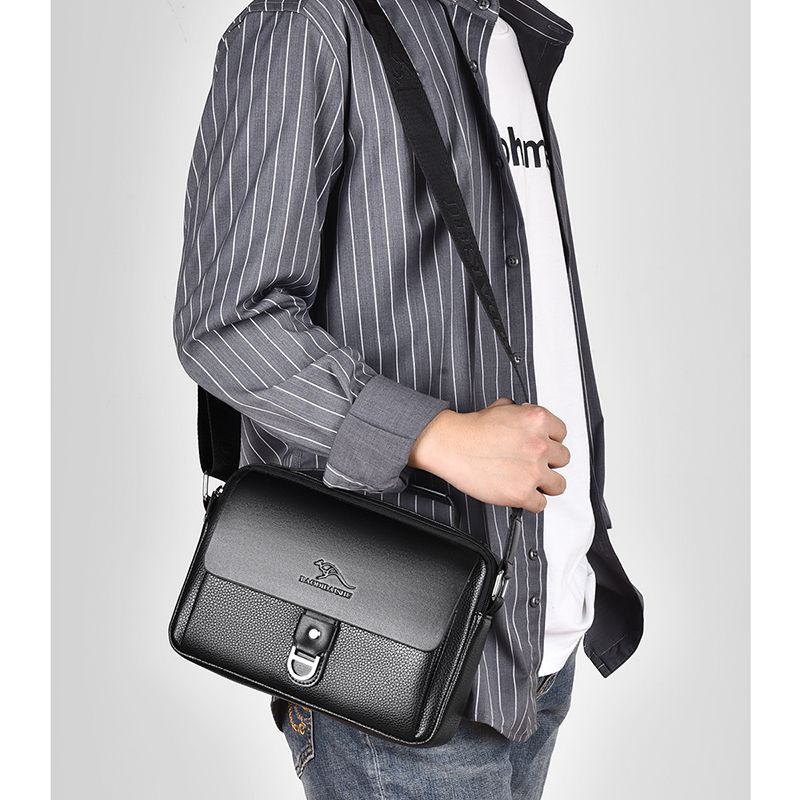 Small Male Shoulder Briefcase For Man PU Leather Tote Handbag Porter Messenger Satchels Crossbody Square Side Ipad Pouch_voghion.com