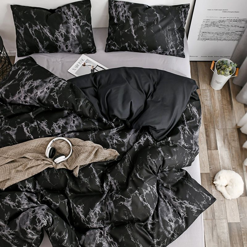 Luxury Marble Print Duvet Cover Set - 3/4 Piece Brushed Polyester Bedding With Pillowcases Minimalist Solid Color Design For Queen/King Size_voghion.com