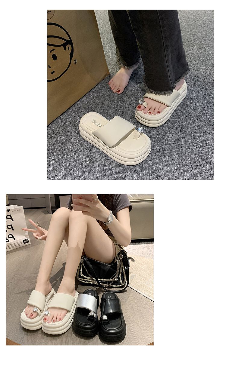 Women's Summer New Fashion Round Thick Sole Open Toe Flip Flops Comfortable Casual Platform Beach Sandals_voghion.com