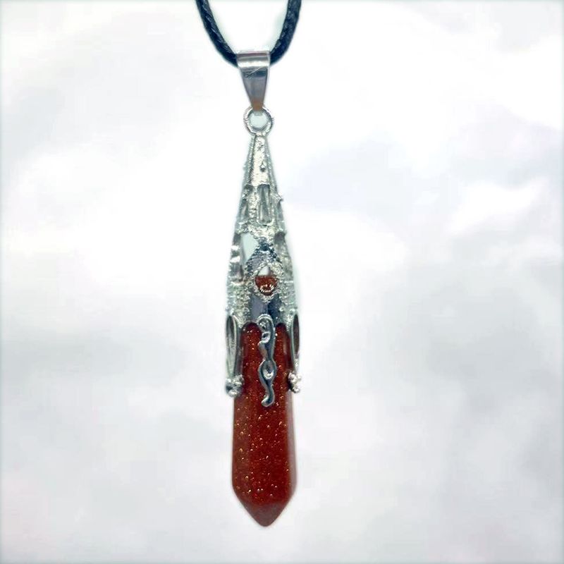 Colliers rétro bijoux cristal naturel gemme alliage pendule hexagonal Morning Glory pendentif simple pendentif collier_voghion.com