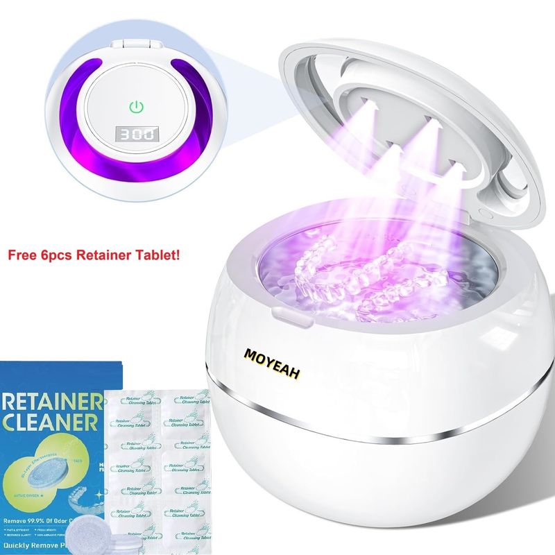 Mașină de curățat bijuterii cu ultrasunete, curățător de proteze, funcție de sterilizare UV cu ultrasunete, aparat dentar, curățare bijuterii_voghion.com