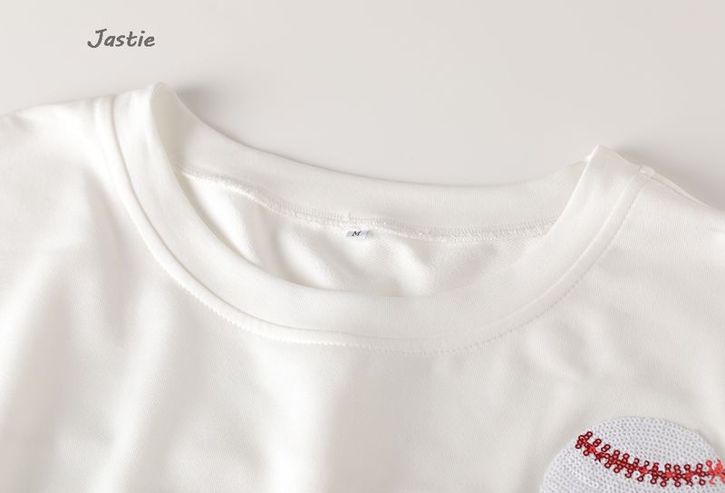hot selling 2024 Spring And Summer Sequin Baseball Game Loose T-Shirt Women's Short-Sleeve O-Neck Pullover Top_voghion.com