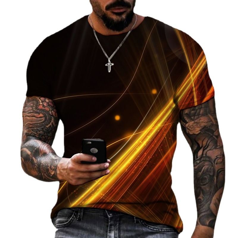 Maglietta estiva da uomo di qualità imbattibile, a maniche corte, alla moda, casual e con personalità 3D._voghion.com