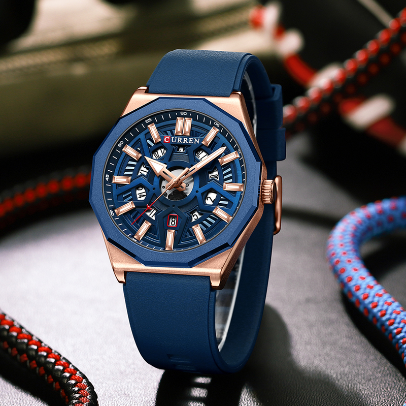 Orologio da uomo sportivo casual al quarzo impermeabile in gel di silice per uomo con data automatica e lancette dell'orologio 8437_voghion.com