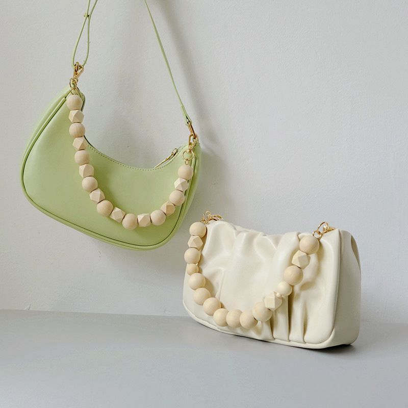 Fashion Vintage Handmade Natural Wood Color Bag Handheld Round Octagonal Wooden Bead Chain_voghion.com