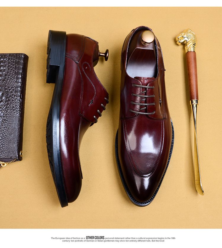 Schwarze Lederschuhe Herren Leder spitzer Schnürschuh Business Kleid Herren Britische Hochzeit Bräutigam Herrenschuhe Derby Schuhe Großhandel_voghion.com