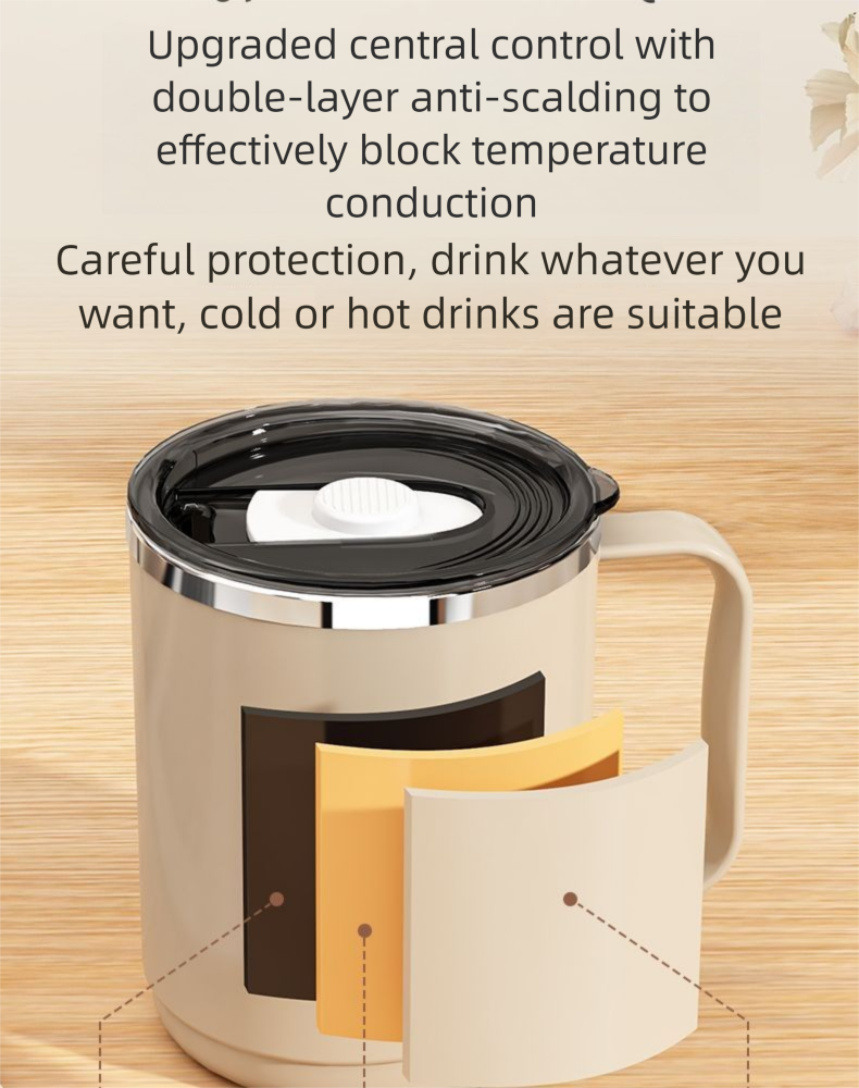 Stainless Steel Mug With Lid Student Double-layer Insulation Office Worker Drinking Tea Coffee Cup_voghion.com