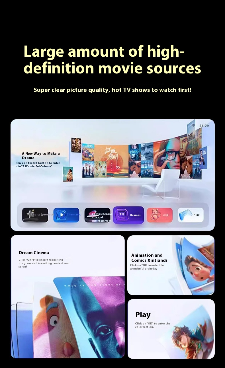 ZMREAM Portable 4K Projector WiFi6 HIFI Sound 1200 Lumens, Built-in Application, Home/game/outdoor, Wireless Screen Projection, Silent Cooling_voghion.com