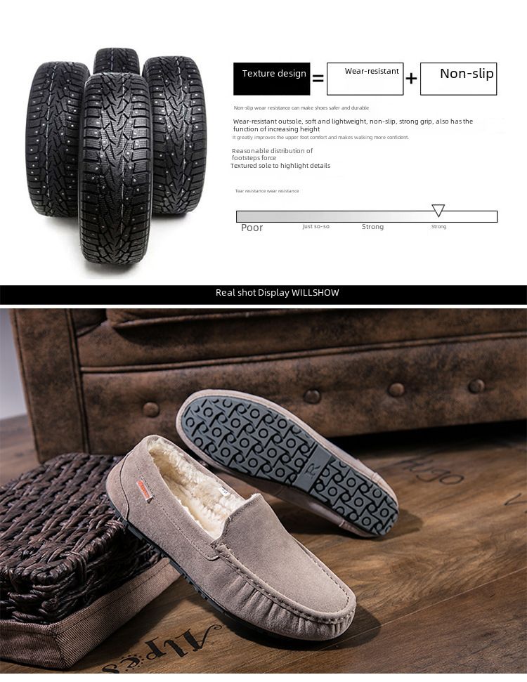 501-3 Winter Heren Bean Schoenen Katoenen Schoenen Rijschoenen Lage Top Mid-mouth Flip-on Warme Platte Casual Leren Schoenen met Fluweel_voghion.com