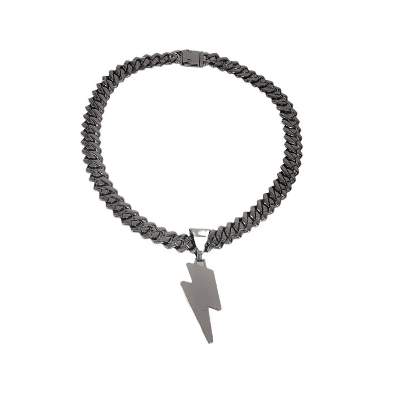 Ciondolo unisex con catena cubana, stile hip hop, con fulmine viola e diamanti, popolare gioiello in lega placcata in oro, testa grande_voghion.com