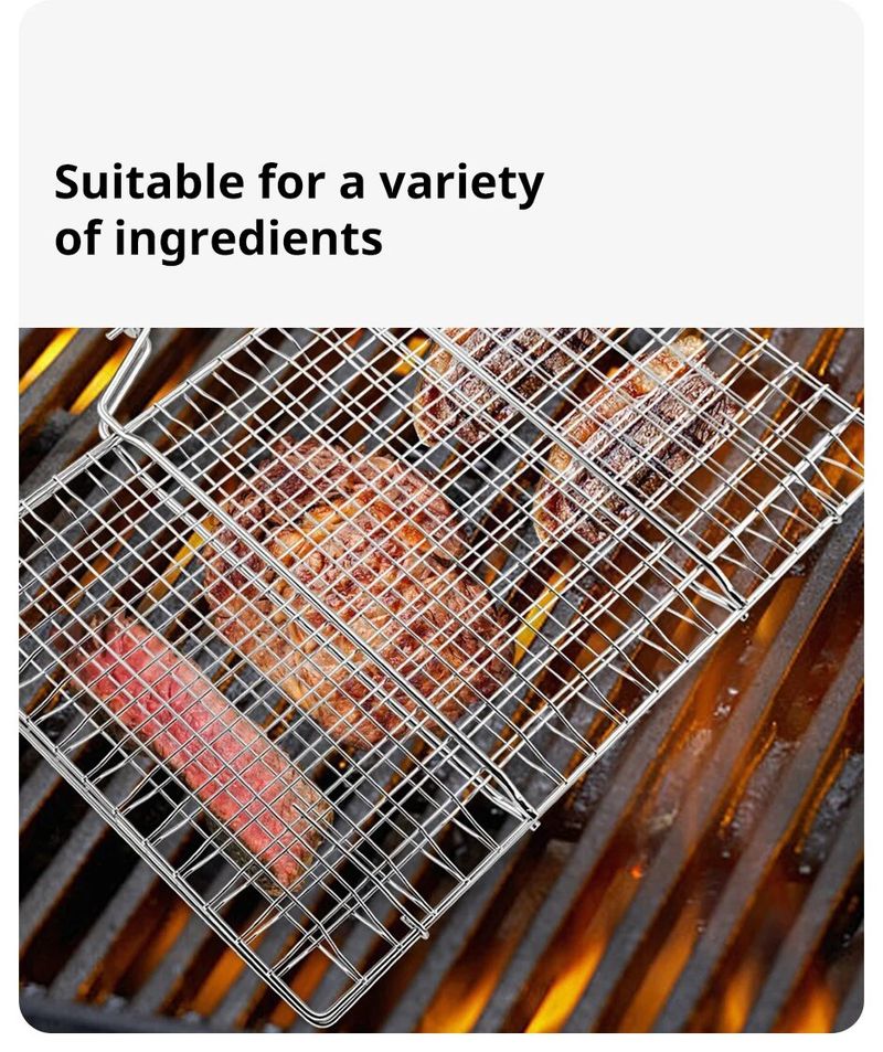 304 Roestvrij Staal BBQ Mesh Niet-stick Grillen Mand Grill Mesh Mat Vlees Plantaardige Steak Picknick Party Barbecue Tool_voghion.com
