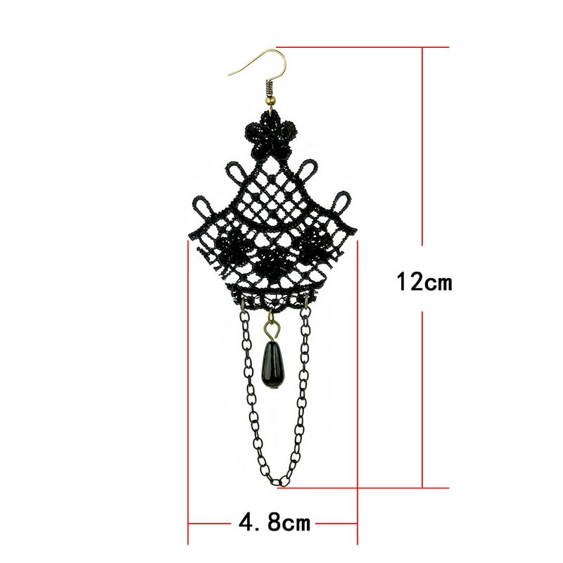 Orecchini vintage in cristallo barocco per donna, eleganti orecchini pendenti in pizzo nero, design floreale fatto a mano, perfetti per feste e uso quotidiano._voghion.com