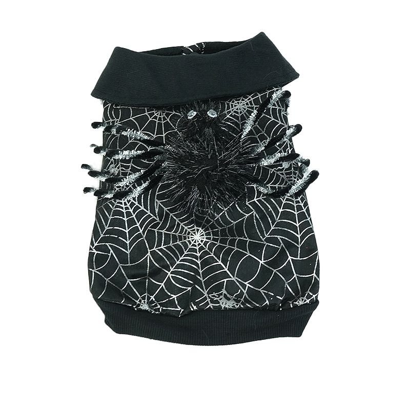 Costume da trasformazione per cani e gatti di Halloween, stile felpa nera a due zampe, ragnatela_voghion.com
