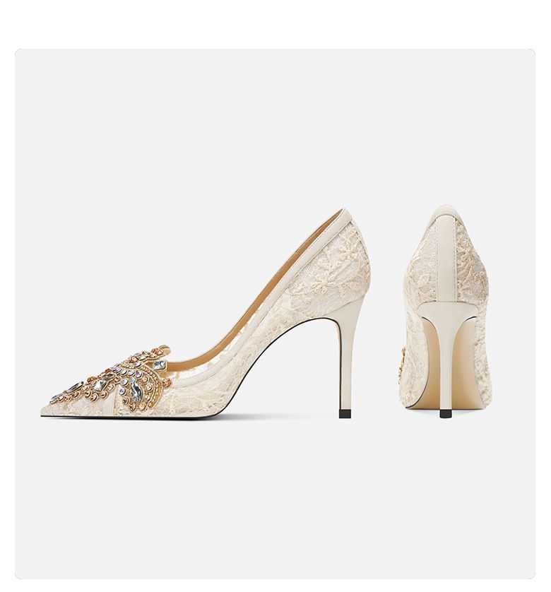 Atemberaubende weiße High Heels für Frauen im neuen französischen Stil, elegante Prominente mit Strasssteinen, spitze Zehenpartie, Brautschuhe_voghion.com