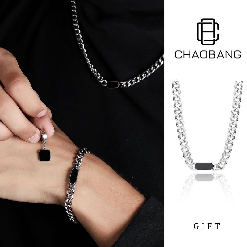 Ins Style Hip-Hop Edelstahl Nicht verblassendes High-End-Nischen-Sweatshirt Unisex Cuban Plain Chain_voghion.com