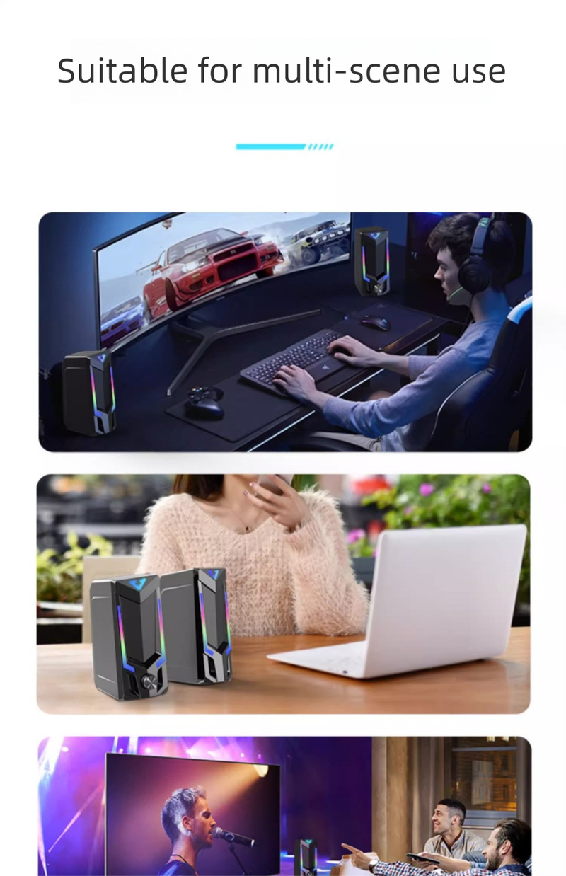 Saida Computer Home Laptop Universal Small Speaker Wired Colorful Light Desktop Subwoofer_voghion.com