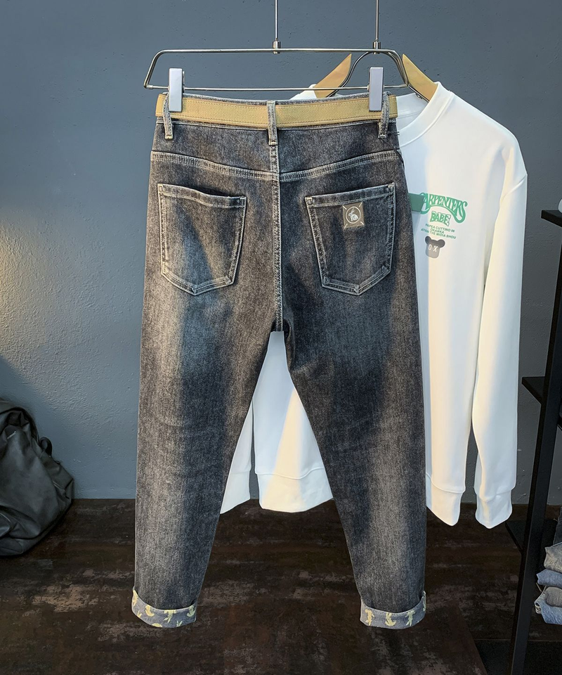 Férfi minőségi farmernadrág Férfi új stílusú, divatos, márkás, hímzett, rugalmas, karcsúsított, karcsúsított mintás nadrág_voghion.com