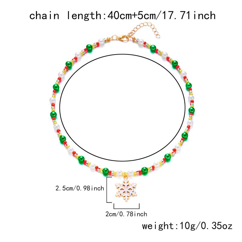 Nuova collana con ciondolo a forma di bastone di Babbo Natale creativo e versatile con perline natalizie_voghion.com