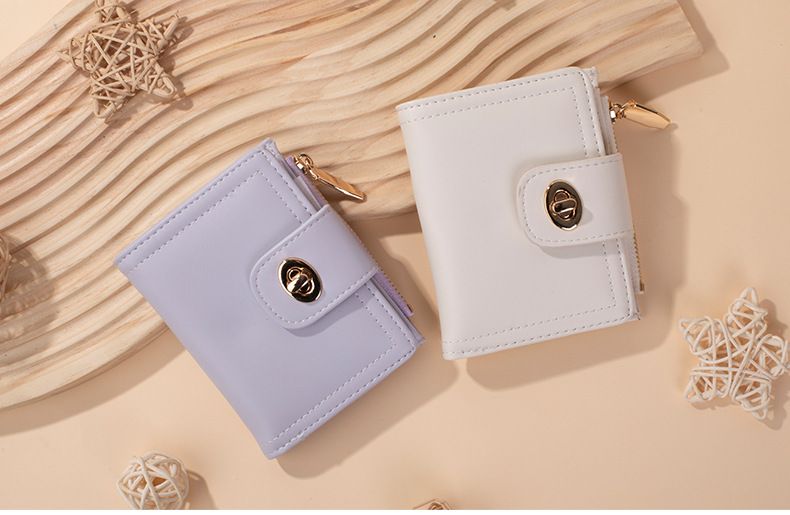 Japanese simple fashion zipper small wallet multifunctional student short two fold ladies coin purse_voghion.com